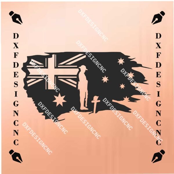Australian Soldier Memorial CNC Design – DXF, SVG, CDR, AI Cut Files for Plasma & Laser