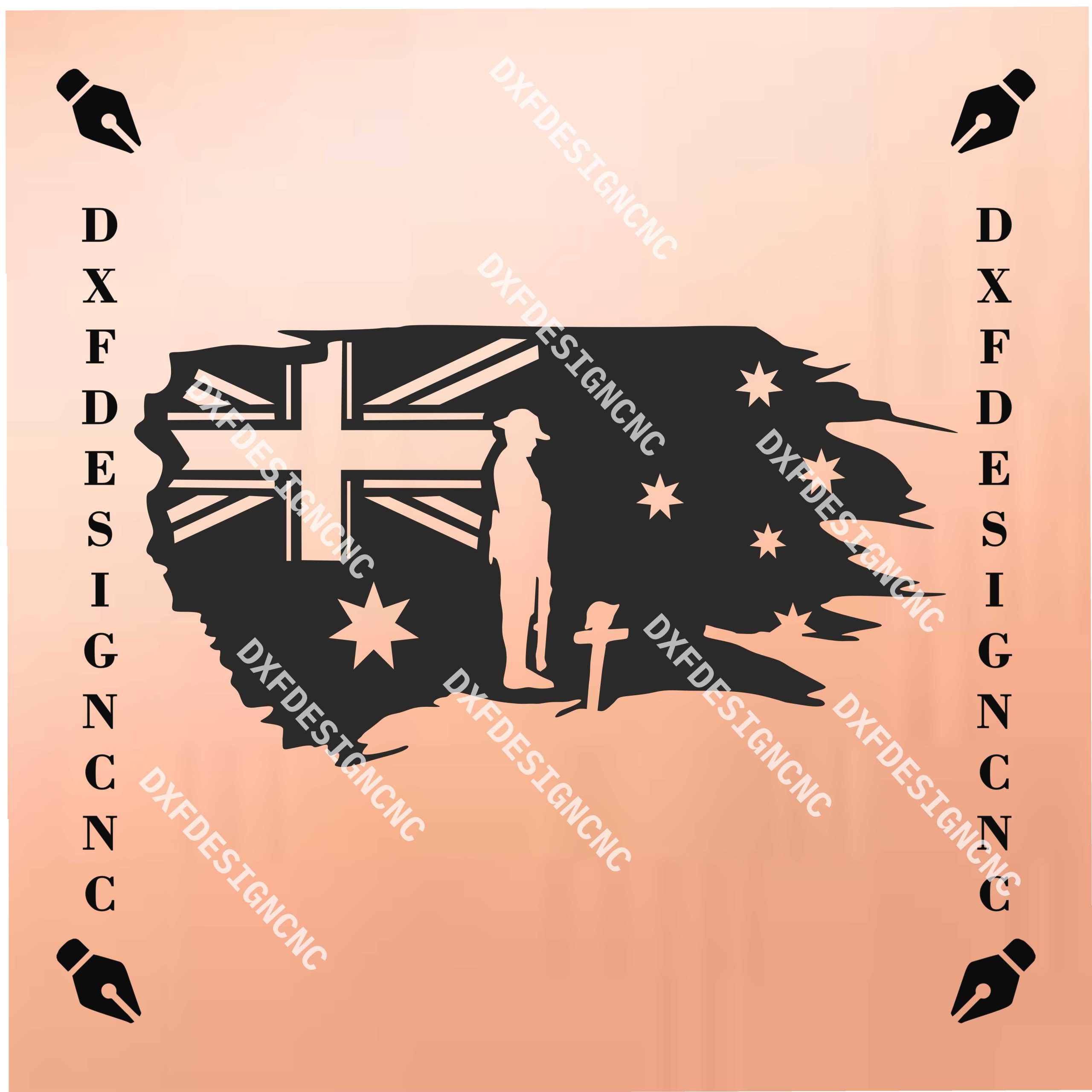 Australian Soldier Memorial CNC Design – DXF, SVG, CDR, AI Cut Files for Plasma & Laser