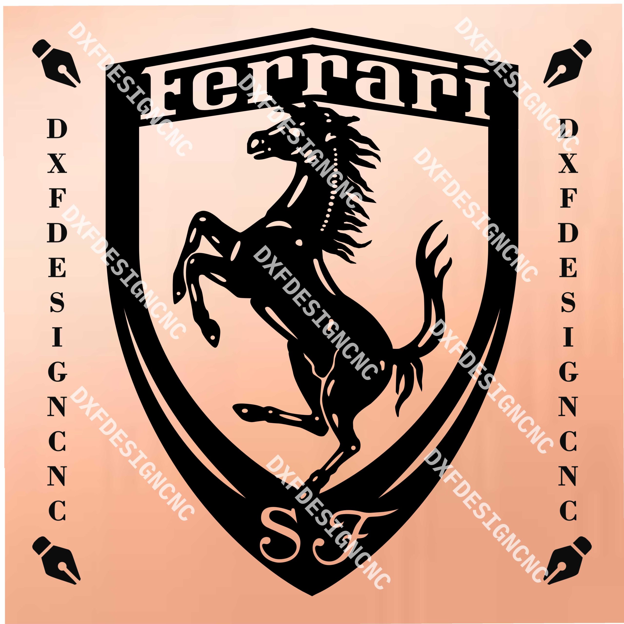Ferrari Logo Vector Design | DXF, SVG, AI, CDR Files