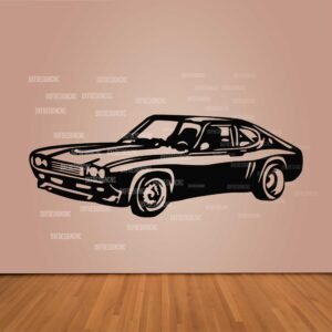 "Ford Capri 2600RS vector design in DXF, SVG, AI, and CDR formats for CNC laser cutting, plasma cutting, and digital artwork."