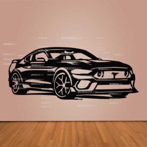 "Ford Mustang Mach 1 vector design in DXF, SVG, AI, and CDR formats for CNC laser cutting, plasma cutting, and digital artwork."