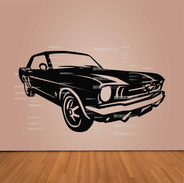 Mustang 1964 vector design in DXF, SVG, AI, and CDR formats for CNC cutting, laser engraving, and digital artwork.