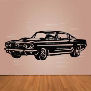 Mustang 1967 classic car vector design available in DXF, SVG, AI, and CDR formats for CNC cutting, laser engraving, and digital artwork