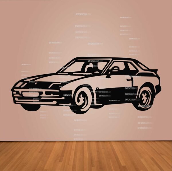 "Porsche 944 vector design in DXF, SVG, AI, and CDR formats for CNC laser cutting, plasma cutting, and digital artwork."