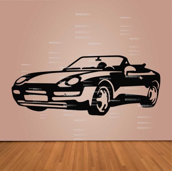 "Porsche 968 vector design in DXF, SVG, AI, and CDR formats for CNC laser cutting, plasma cutting, and digital artwork."