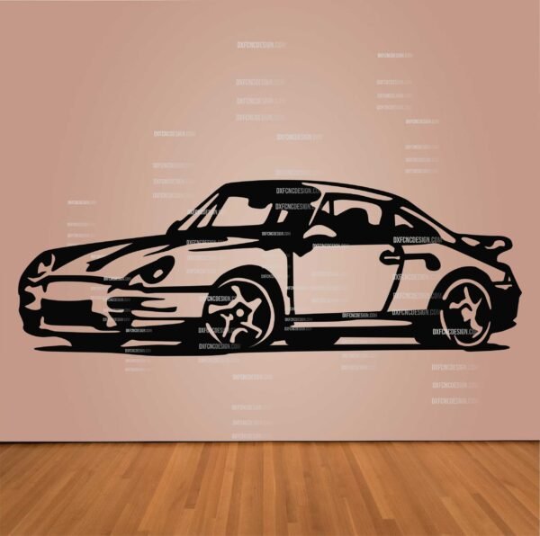 "Porsche 993 Turbo vector design in DXF, SVG, AI, and CDR formats for CNC laser cutting, plasma cutting, and digital artwork."