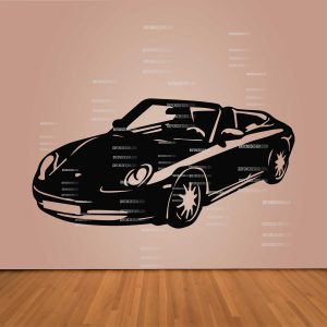 "Porsche 996 Cabriolet vector design in DXF, SVG, AI, and CDR formats for CNC laser cutting, plasma cutting, and digital artwork."