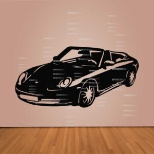 "Porsche 996 Cabriolet vector design in DXF, SVG, AI, and CDR formats for CNC laser cutting, plasma cutting, and digital artwork."