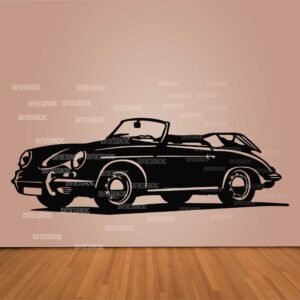"Porsche 356 vector design in DXF, SVG, AI, and CDR formats for CNC laser cutting, plasma cutting, and digital artwork."