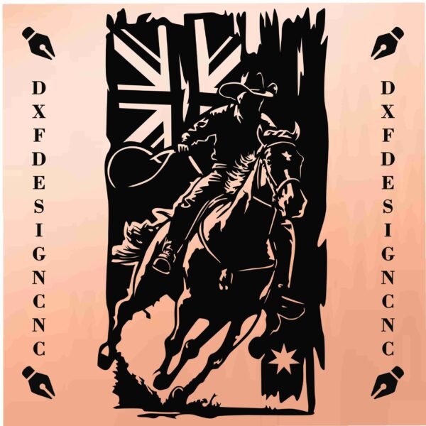 Cowboy Horse Rider with Australian Flag