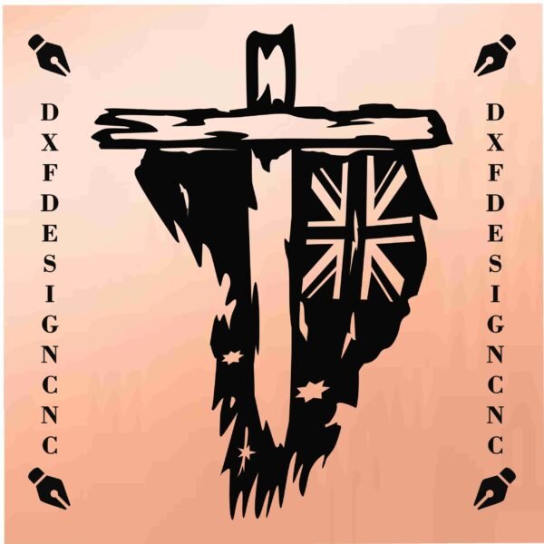 Australian Cross Flag Australian Cross Flag DXF vector design for CNC plasma, laser, and Cricut – faith and patriotic Australian wall art