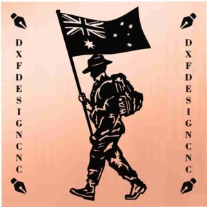 Australian Soldier carrying flag DXF vector design for CNC plasma, laser, and Cricut – patriotic Australian military wall art