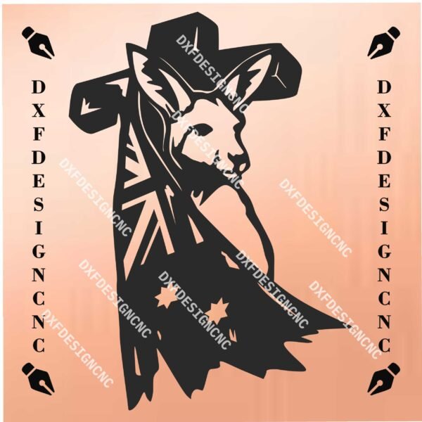 Australian Kangaroo Cross CNC Design | DXF, SVG, AI, CDR Files for Laser Cutting & Engraving