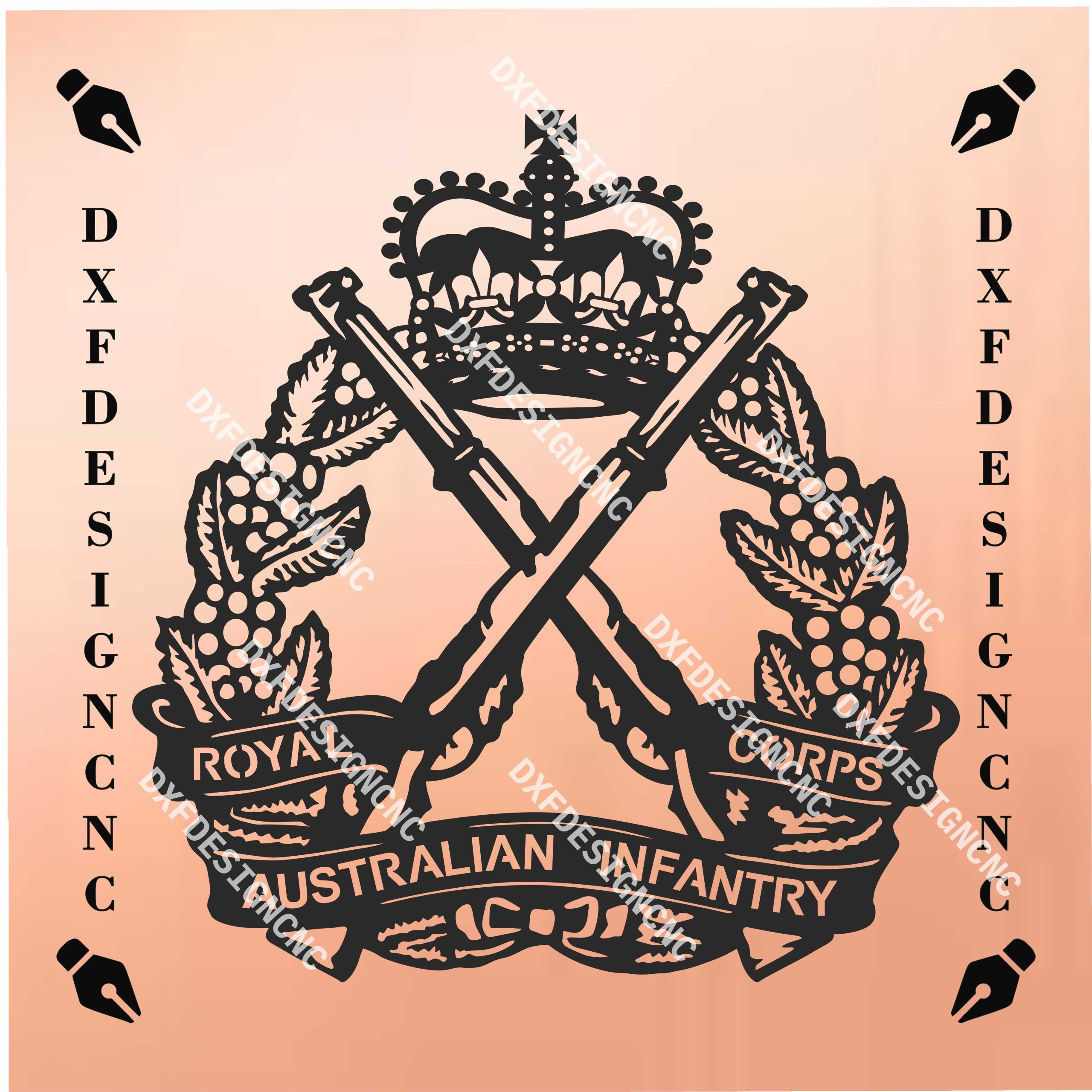 Royal Australian Infantry Corps Emblem DXF File | Military Crest CNC Design for Laser, Plasma & Waterjet Cutting