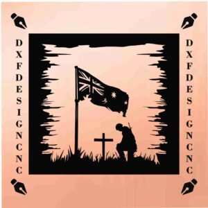 ANZAC Soldier Memorial CNC Design DXF SVG AI CDR file for laser and plasma cutting – Australian flag tribute metal art – DXFDesignCNC