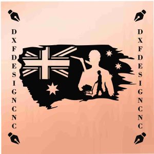 Australian miner flag vector design ready for CNC laser and plasma cutting, includes DXF, SVG, AI, and CDR files, ideal for metal wall art and industrial décor