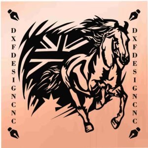 Australian Wild Horse CNC Design with Flag - DXF SVG AI CDR Files