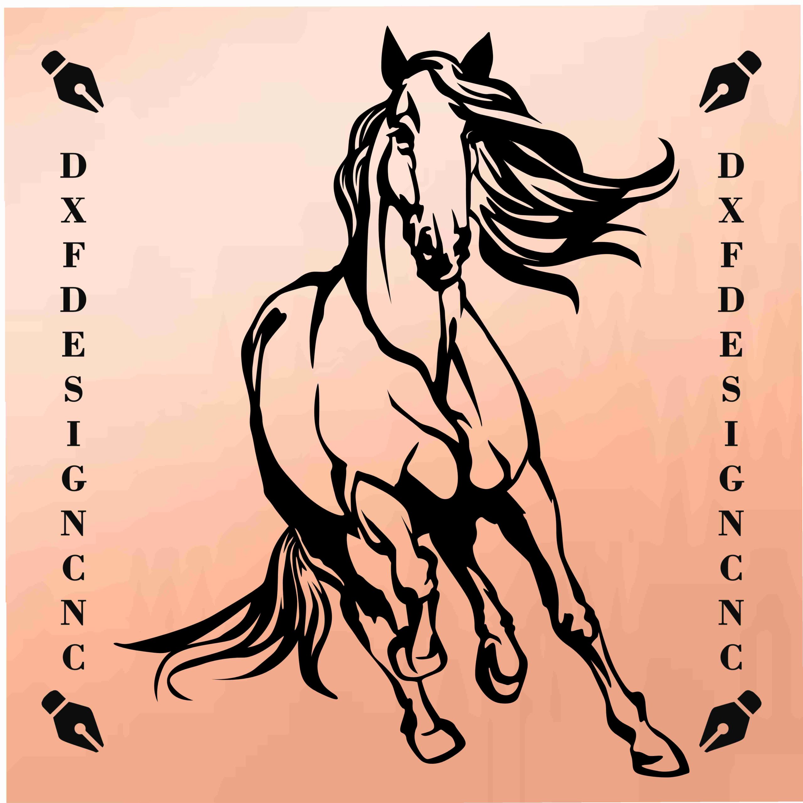 Running Horse CNC DXF design for laser and plasma cutting
