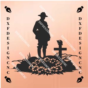 Australian Soldier Memorial Vector Design | ANZAC Remembrance Silhouette | CNC Laser Cut DXF, SVG, AI, CDR Files