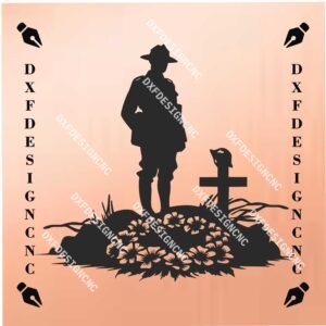 Australian Soldier Memorial Vector Design | ANZAC Remembrance Silhouette | CNC Laser Cut DXF, SVG, AI, CDR Files