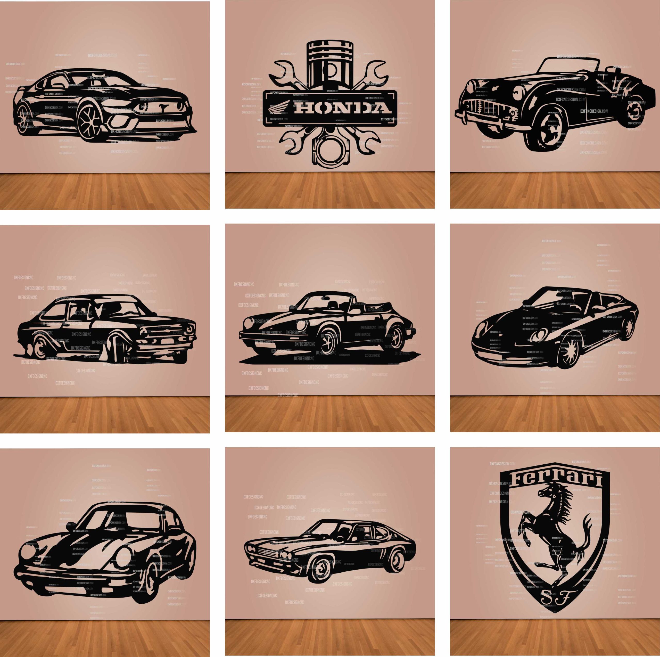 Classic & Sports Car CNC Vector Bundle (31 Designs) | DXF SVG AI CDR - Image 4
