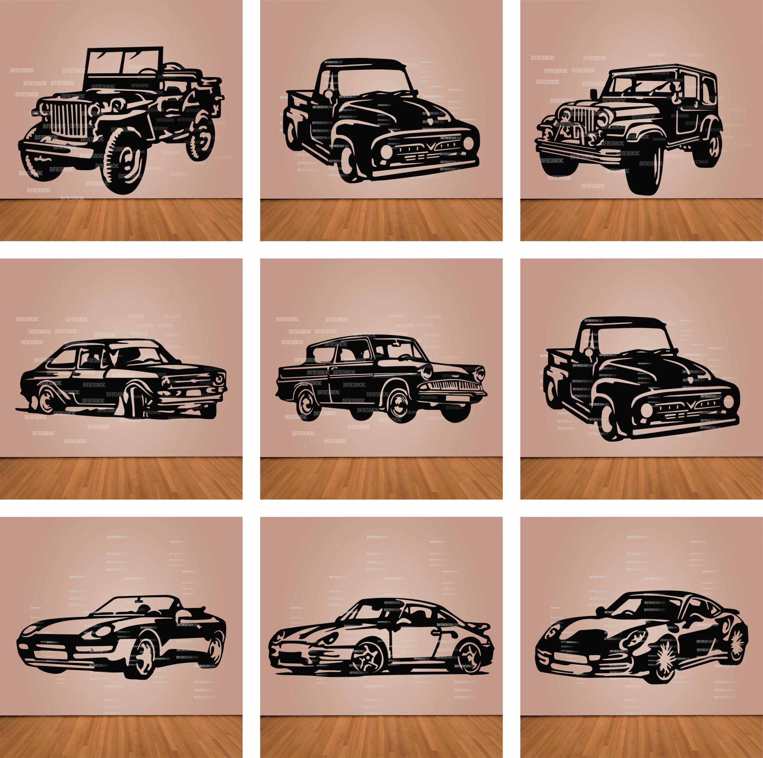 Classic & Sports Car CNC Vector Bundle (31 Designs) | DXF SVG AI CDR - Image 3