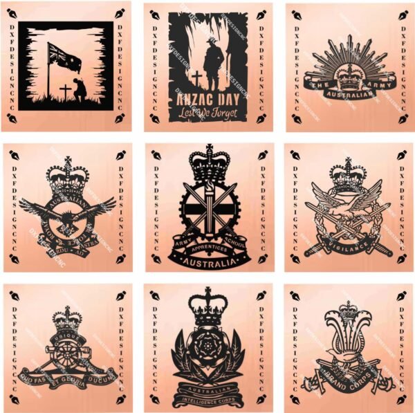 Australian Military CNC Vector Bundle (31 Designs) | DXF SVG AI CDR Files